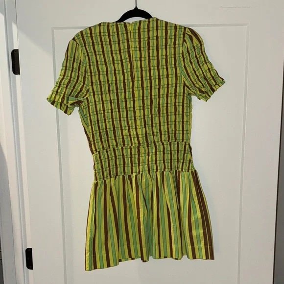 DAMSON MADDER Striped Green and Yellow Dress - Picture 2 of 4
